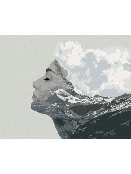 Diamantové maľovanie - ŽENA S DVOJITOU EXPOZÍCIOU (Rámovanie bez rámu a bez vypnutia plátna, Rozmer 40x50 cm)