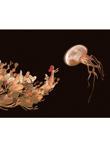 Diamantové maľovanie - ŽENA NAŤAHUJÚCA SA ZA MEDÚZOU (Rámovanie bez rámu a bez vypnutia plátna, Rozmer 40x50 cm)