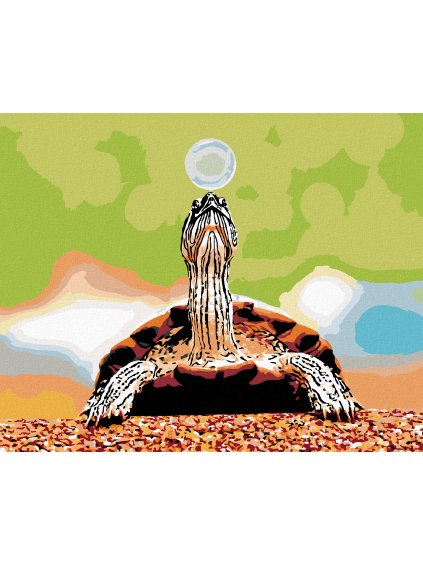 Diamantové maľovanie - KORYTNAČKA S BUBLINOU (Rámovanie bez rámu a bez vypnutia plátna, Rozmer 40x50 cm)