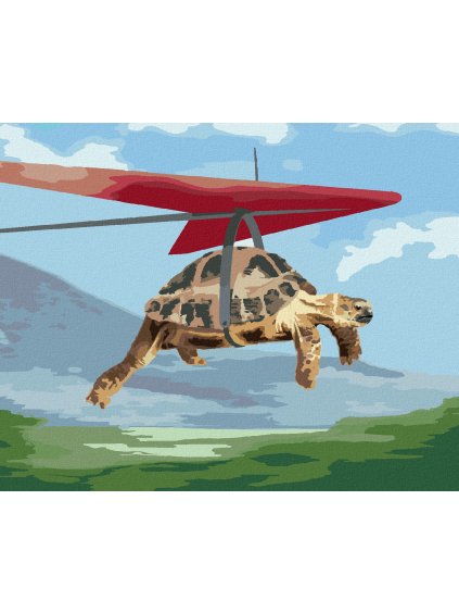 Diamantové maľovanie - KORYTNAČKA NA ROGALE (Rámovanie bez rámu a bez vypnutia plátna, Rozmer 40x50 cm)