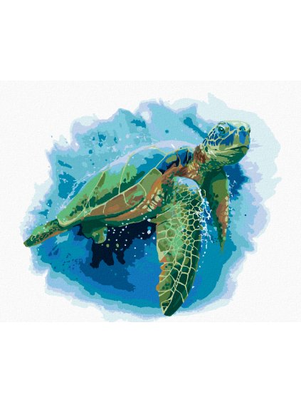 Diamantové maľovanie - VEĽKÁ MORSKÁ KORYTNAČKA NA MODROM POZADÍ (Rámovanie bez rámu a bez vypnutia plátna, Rozmer 40x50 cm)