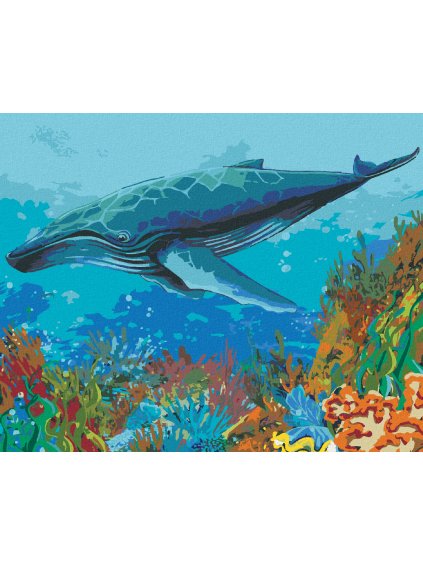 Diamantové maľovanie - VEĽRYBA A KORÁLOVÝ ÚTES (Rámovanie bez rámu a bez vypnutia plátna, Rozmer 40x50 cm)