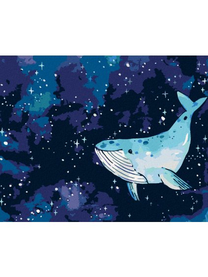 Diamantové maľovanie - VEĽRYBA PLÁVA PO NOČNEJ OBLOHE (Rámovanie bez rámu a bez vypnutia plátna, Rozmer 40x50 cm)