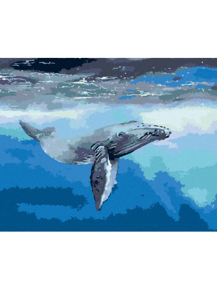 Diamantové maľovanie - VEĽRYBA V TMAVOM MORI (Rámovanie bez rámu a bez vypnutia plátna, Rozmer 40x50 cm)