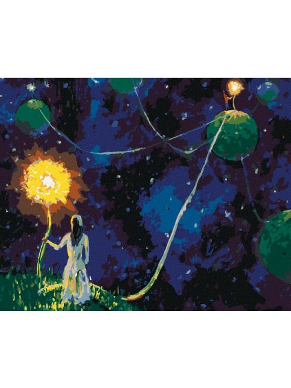 Diamantové maľovanie - VESMÍRNE PREPOJENIE PLANÉT (Rámovanie bez rámu a bez vypnutia plátna, Rozmer 40x50 cm)