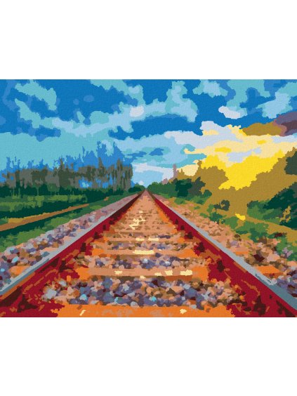 Diamantové maľovanie - VLAKOVÉ KOĽAJE (Rámovanie bez rámu a bez vypnutia plátna, Rozmer 40x50 cm)