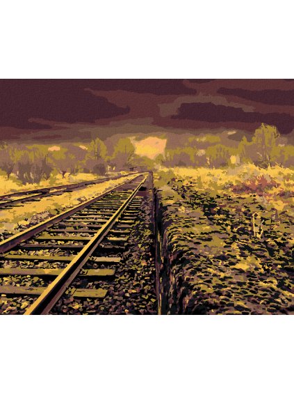 Diamantové maľovanie - VLAKOVÉ KOĽAJE V PÁKISTÁNE (Rámovanie bez rámu a bez vypnutia plátna, Rozmer 40x50 cm)