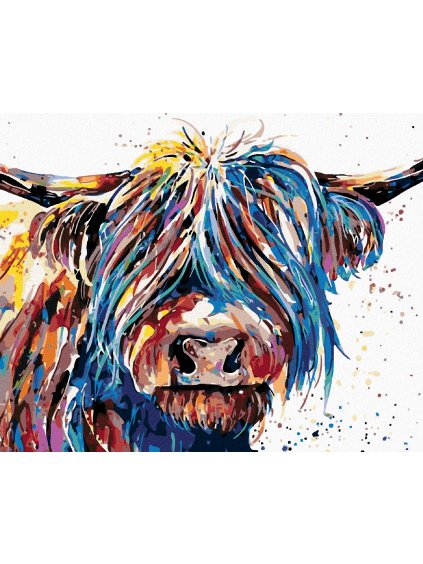 Diamantové maľovanie - VLASATA KRAVA (Rámovanie bez rámu a bez vypnutia plátna, Rozmer 40x50 cm)