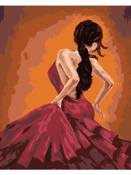 Diamantové maľovanie - TANEČNICA TANCUJÚCA FLAMENCO (Rámovanie bez rámu a bez vypnutia plátna, Rozmer 40x50 cm)