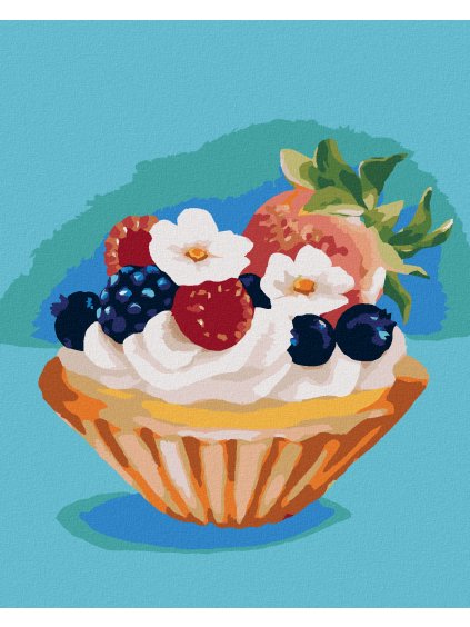 Diamantové maľovanie - TARTALETKA S OVOCÍM (MYROSLAVA VOLOSCHUK) (Rámovanie bez rámu a bez vypnutia plátna, Rozmer 40x50 cm)