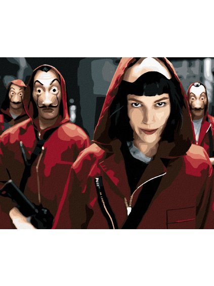 Diamantové maľovanie - TOKIO VO VEDENÍ (La casa de papel) (Rámovanie bez rámu a bez vypnutia plátna, Rozmer 40x50 cm)