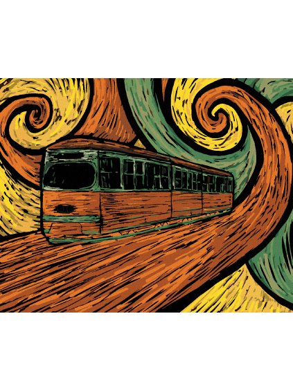 Diamantové maľovanie - TRAMVAJ V IMPRESIONISTICKOM ŠTÝLE (Rámovanie bez rámu a bez vypnutia plátna, Rozmer 40x50 cm)