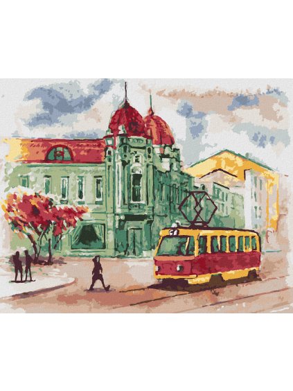 Diamantové maľovanie - ELEKTRIČKA V PRAHE (Rámovanie bez rámu a bez vypnutia plátna, Rozmer 40x50 cm)