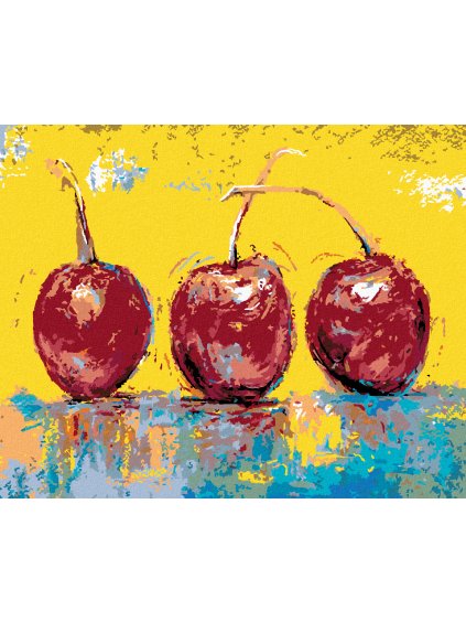 Diamantové maľovanie - TRI ČEREŠNE (Rámovanie bez rámu a bez vypnutia plátna, Rozmer 40x50 cm)