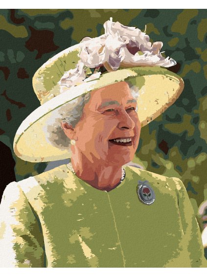 Diamantové maľovanie - USMIEVAVÁ KRÁĽOVNÁ ALŽBETA II. (Rámovanie bez rámu a bez vypnutia plátna, Rozmer 40x50 cm)