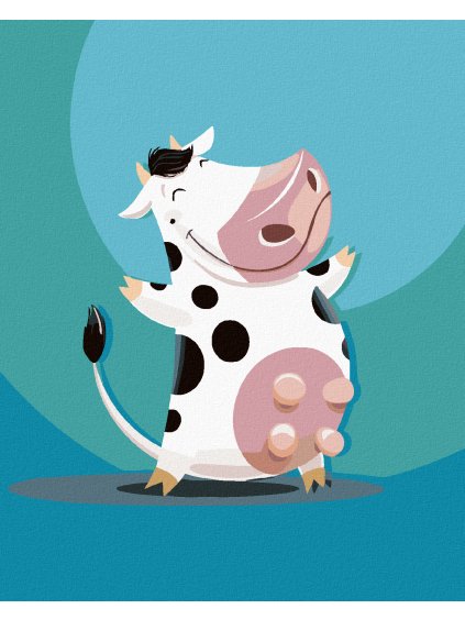 Diamantové maľovanie - USMIEVAJÚCA SA KRAVA (Rámovanie bez rámu a bez vypnutia plátna, Rozmer 40x50 cm)
