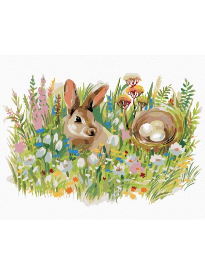 Diamantové maľovanie - VEĽKONOČNÝ KRÁLIK (Rámovanie bez rámu a bez vypnutia plátna, Rozmer 40x50 cm)