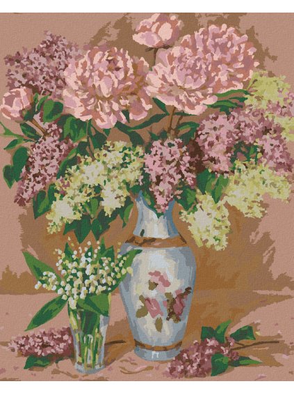 Diamantové maľovanie - ZÁTIŠIE S PIVÓNIAMI (Rámovanie bez rámu a bez vypnutia plátna, Rozmer 40x50 cm)