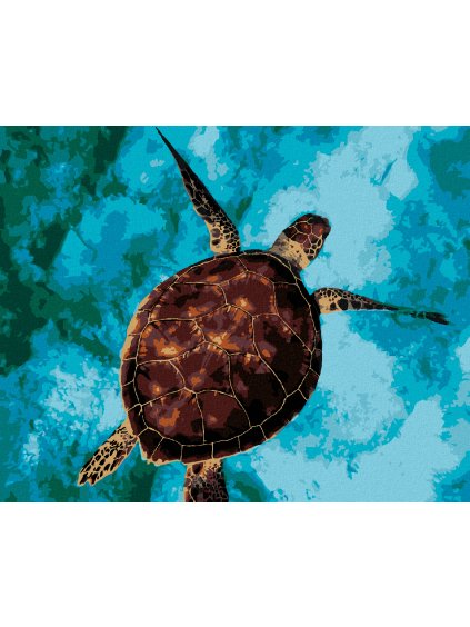 Diamantové maľovanie - MORSKÁ KORYTNAČKA NA VODE (Rámovanie bez rámu a bez vypnutia plátna, Rozmer 40x50 cm)