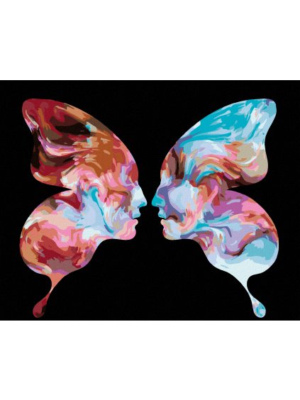 Diamantové maľovanie - MOTÝĽ AKO 2 ĽUDSKÉ TVÁRE (Rámovanie bez rámu a bez vypnutia plátna, Rozmer 40x50 cm)