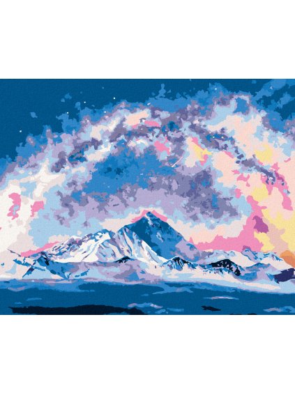 Diamantové maľovanie - MOUNT EVEREST POD MLIEČNOU DRÁHOU (Rámovanie bez rámu a bez vypnutia plátna, Rozmer 40x50 cm)