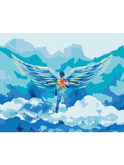 Diamantové maľovanie - MUŽ S ANJELSKÝMI KRÍDLAMI (Rámovanie bez rámu a bez vypnutia plátna, Rozmer 40x50 cm)