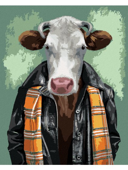 Diamantové maľovanie - MUŽ S KRAVSKOU HLAVOU (Rámovanie bez rámu a bez vypnutia plátna, Rozmer 40x50 cm)