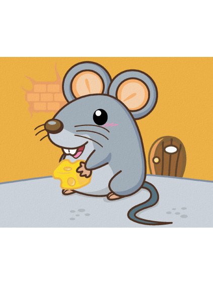 Diamantové maľovanie - MYŠKA SO SYROM (Rámovanie bez rámu a bez vypnutia plátna, Rozmer 40x50 cm)