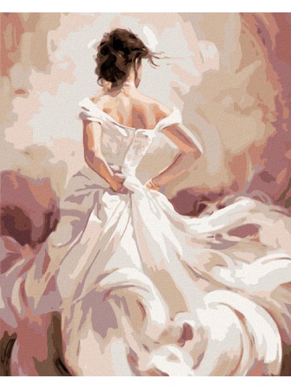 Diamantové maľovanie - KRÁSNE BIELE ŠATY (Rámovanie bez rámu a bez vypnutia plátna, Rozmer 40x50 cm)