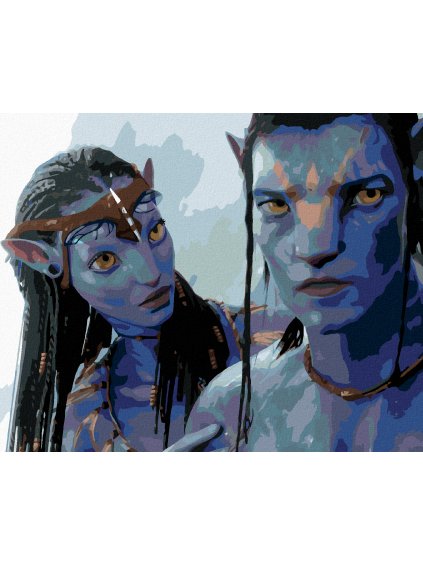 Diamantové maľovanie - NEYTIRI A JAKE (Avatar) (Rámovanie bez rámu a bez vypnutia plátna, Rozmer 40x50 cm)