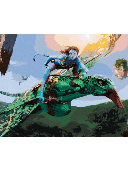 Diamantové maľovanie - NEYTIRI A SEZE V LETE (Avatar) (Rámovanie bez rámu a bez vypnutia plátna, Rozmer 40x50 cm)