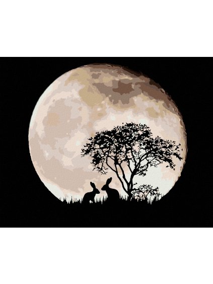 Diamantové maľovanie - NOČNÉ KRÁLIKY (Rámovanie bez rámu a bez vypnutia plátna, Rozmer 40x50 cm)
