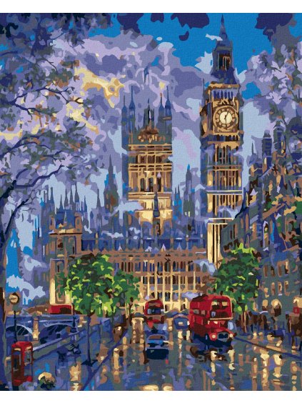 Diamantové maľovanie - LONDÝN V NOCI (Rámovanie bez rámu a bez vypnutia plátna, Rozmer 40x50 cm)