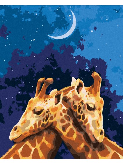 Diamantové maľovanie - OBJÍMAJÚCE SA ŽIRAFY (Rámovanie bez rámu a bez vypnutia plátna, Rozmer 40x50 cm)
