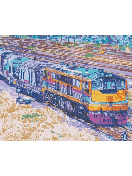 Diamantové maľovanie - OBOJSMERNÝ VLAK PRICHÁDZAJÚCI DO STANICE (Rámovanie bez rámu a bez vypnutia plátna, Rozmer 40x50 cm)