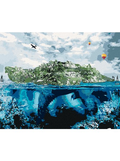 Diamantové maľovanie - OBROVSKÁ KORYTNAČKA V OCEÁNE (Rámovanie bez rámu a bez vypnutia plátna, Rozmer 40x50 cm)