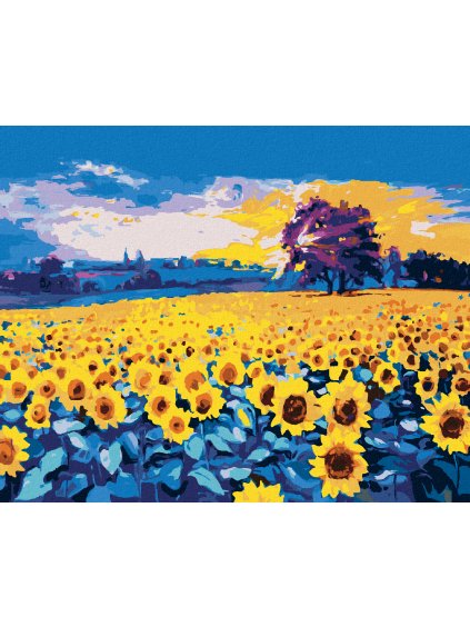 Diamantové maľovanie - OBROVSKÉ SLNEČNICOVÉ POLE (Rámovanie bez rámu a bez vypnutia plátna, Rozmer 40x50 cm)