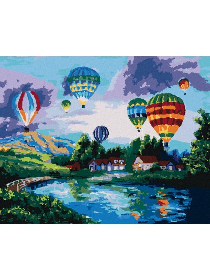 Diamantové maľovanie - OHNIVÝ BALÓN (Rámovanie bez rámu a bez vypnutia plátna, Rozmer 40x50 cm)