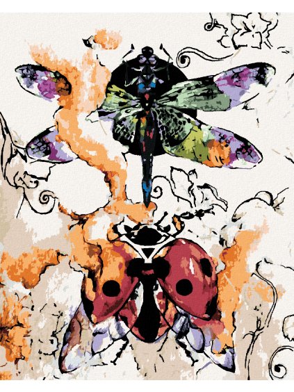 Diamantové maľovanie - LIENKA S VÁŽKOU (Rámovanie bez rámu a bez vypnutia plátna, Rozmer 40x50 cm)