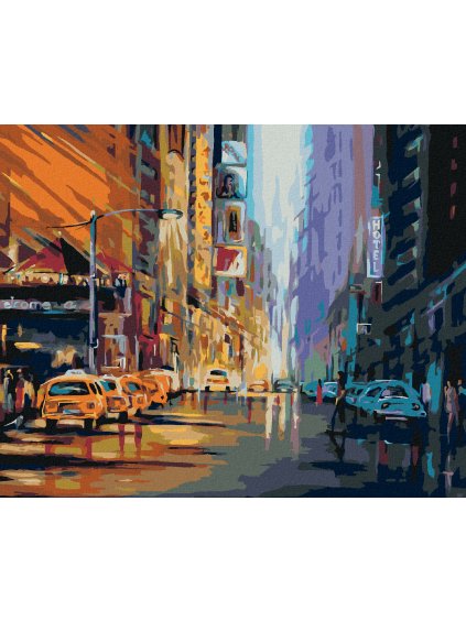 Diamantové maľovanie - VEČERNÝ ŽIVOT V NEW YORKU (Rámovanie bez rámu a bez vypnutia plátna, Rozmer 40x50 cm)