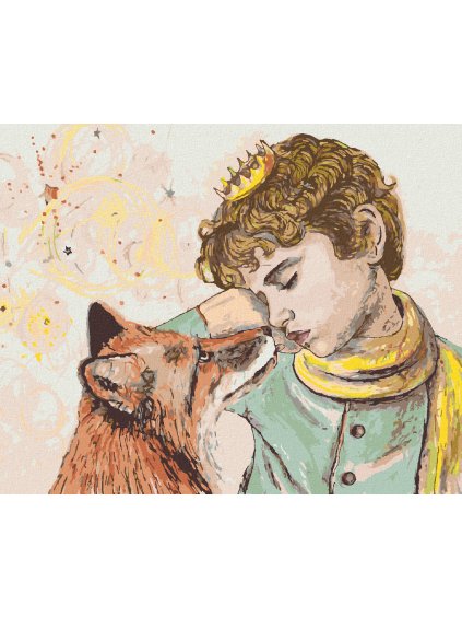Diamantové maľovanie - ZASNENÝ MALÝ PRINC A LÍŠKA (Rámovanie bez rámu a bez vypnutia plátna, Rozmer 40x50 cm)