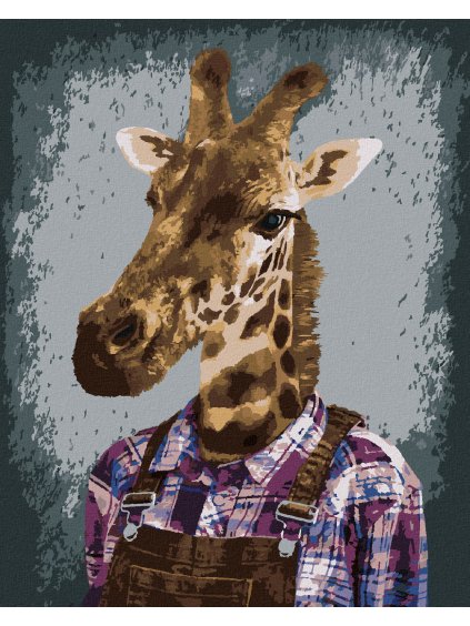 Diamantové maľovanie - ŽIRAFA V KOŠELI (Rámovanie bez rámu a bez vypnutia plátna, Rozmer 40x50 cm)