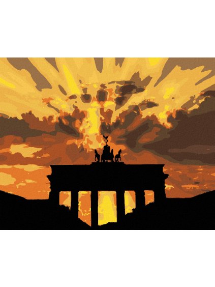 Diamantové maľovanie - ZÁPAD SLNKA V BERLÍNE (Rámovanie bez rámu a bez vypnutia plátna, Rozmer 40x50 cm)