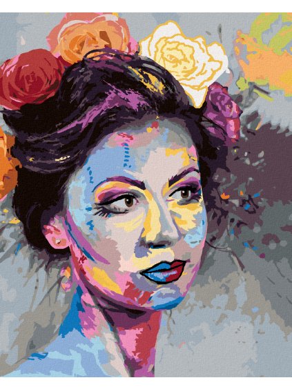 Diamantové maľovanie - ŽENA S FAREBNÝM MAKE-UPOM (Rámovanie bez rámu a bez vypnutia plátna, Rozmer 40x50 cm)