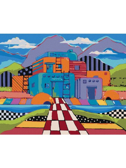 Diamantové maľovanie - FAREBNÝ DOM (JONNA JAMES) (Rámovanie bez rámu a bez vypnutia plátna, Rozmer 40x50 cm)