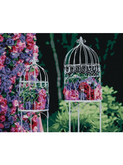 Diamantové maľovanie - OZDOBNÉ VTÁČIE KLIETKY NA SVADBE (Rámovanie bez rámu a bez vypnutia plátna, Rozmer 40x50 cm)