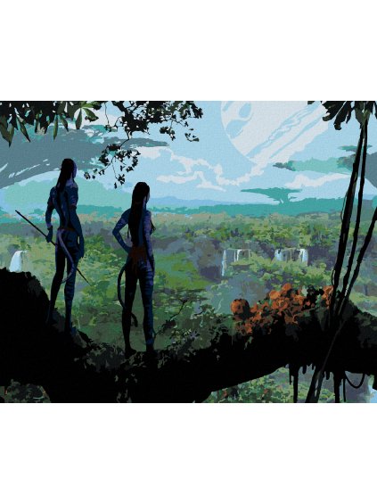 Diamantové maľovanie - PANDORIÁNI SLEDUJÚCI SVOJU KRAJINU (Avatar) (Rámovanie bez rámu a bez vypnutia plátna, Rozmer 40x50 cm)