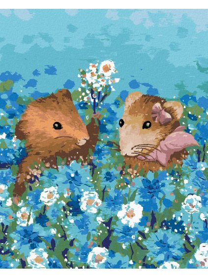 Diamantové maľovanie - PÁR ŠREČKOV V POLI (Rámovanie bez rámu a bez vypnutia plátna, Rozmer 40x50 cm)