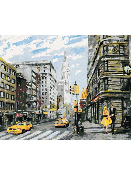 Diamantové maľovanie - PÁR NA ULICI V NEW YORKU (Rámovanie bez rámu a bez vypnutia plátna, Rozmer 40x50 cm)