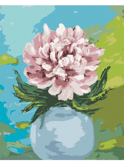 Diamantové maľovanie - PIVÓNIA NA ŽLTOMODROM POZADÍ (Rámovanie bez rámu a bez vypnutia plátna, Rozmer 40x50 cm)